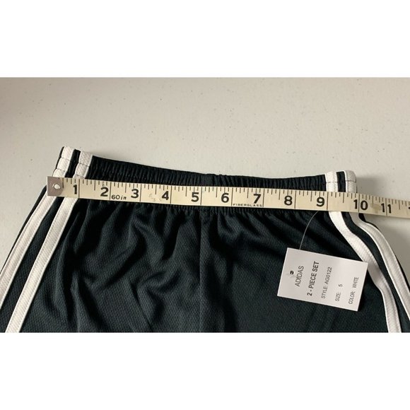 Sport Set 2pcs Adidas Girls Size 5  ADI Cotton Tank and Shorts Set White/Black - Picture 8 of 11